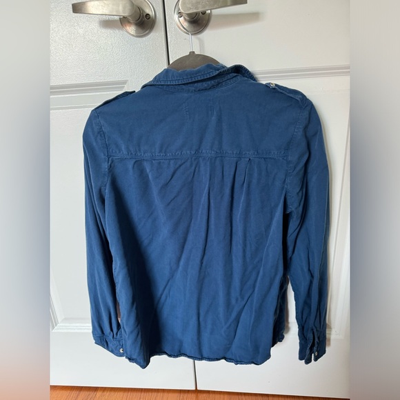 Sezane Davania Blue Snaps Button Down Shirt Size 4 - Picture 4 of 8